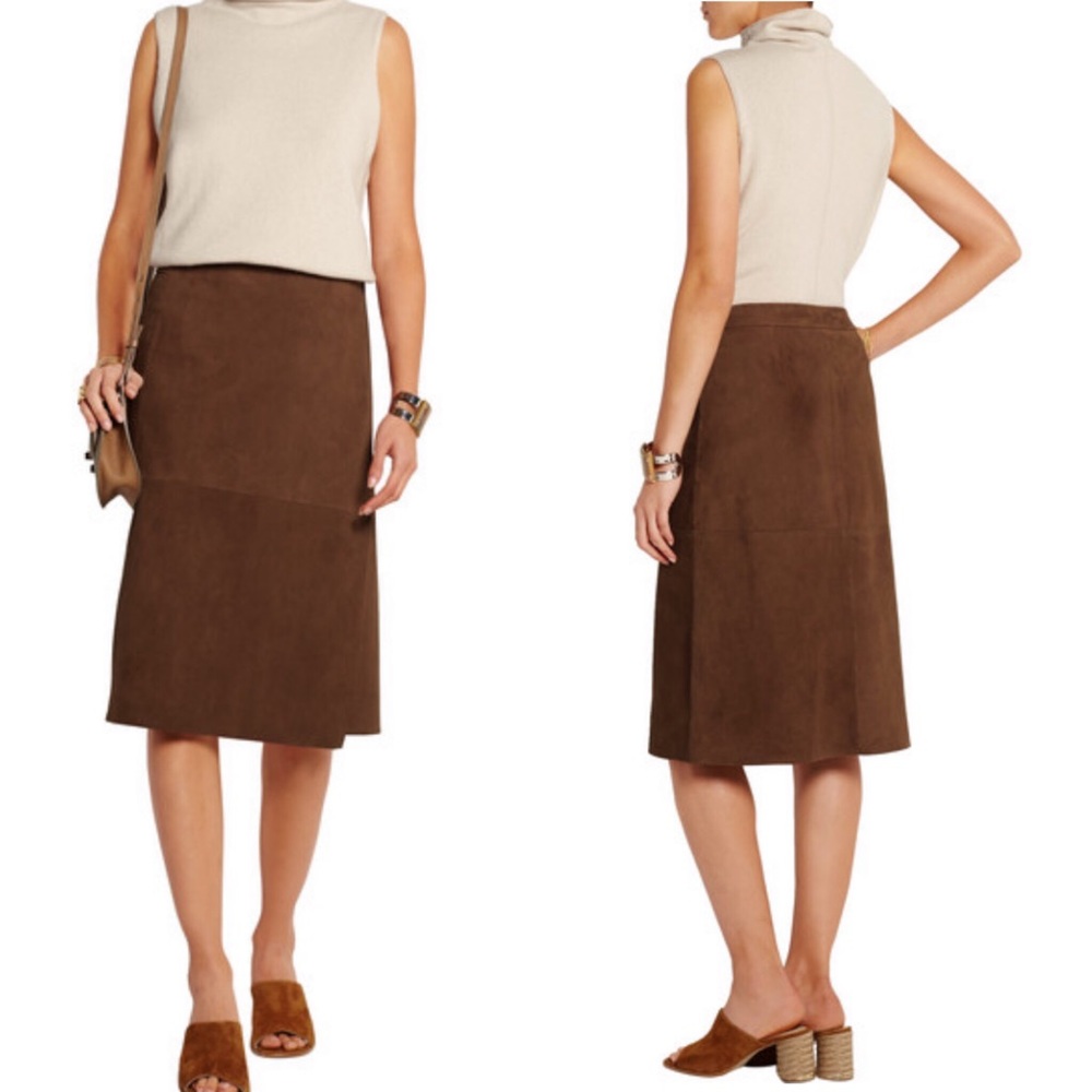 Theory Gantrima Bonded Suede Wrap Skirt